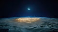 Illuminated Earth Viewed from Lunar Surface. Royalty Free Stock Photo