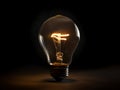 An illuminated edison light bulb on a dark background with copy space. Made with Generative AI Royalty Free Stock Photo