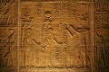 Illuminated Egyptian hieroglyphs from Temple of Isis from Philae Aswan (Egypt) Royalty Free Stock Photo