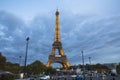 Illuminated Eiffel tower in the evening, Paris