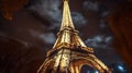 Illuminated Eiffel Tower at Night in Paris
