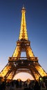 Illuminated Eiffel Tower at night in Paris