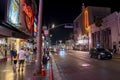 Illuminated El Capitan sign on historic theatre at Hollywood Boulevard in city