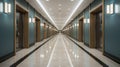 Illuminated Elegance. An Empty Hotel Corridor Adorned with LED Lights. Generative AI