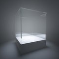 Illuminated empty glass showcase