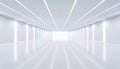 Illuminated empty white room with light beams, ideal for architectural visualization and modern interior design Royalty Free Stock Photo