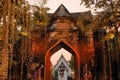 Illuminated Entrance to Royal Palace, Lopburi Royalty Free Stock Photo