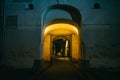 Illuminated entry arch with warm