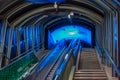 Illuminated escalator in the center of Busan, Republic of Korea