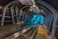 Illuminated escalator in the center of Busan, Republic of Korea