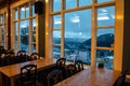 Interior of a luxury restaurant on Mount Floyen, located above the city of Bergen in Norway