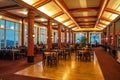 Interior of a luxury restaurant on Mount Floyen, located above the city of Bergen in Norway