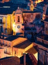 Illuminated evening scene of ancient Italian town - Ragusa