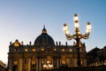 Rome - Scenic view on the illuminated facade of the Saint Peter Basilica in the Vatican City, Rome, Italy Royalty Free Stock Photo