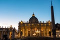 Rome - Scenic view on the illuminated facade of the Saint Peter Basilica in the Vatican City, Rome, Italy Royalty Free Stock Photo