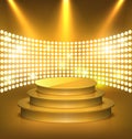 Illuminated Festive Golden Premium Stage Podium with Spot Lights