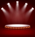 Illuminated Festive Stage Podium with Lamps on Red