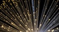 Illuminated Fiber Optics on Black Background with Abstract Light Beam Effect and Optical Communication Technology Royalty Free Stock Photo