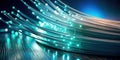Illuminated fiber optics a network of glowing strands representing high-speed data transmission and connectivity. Generative AI Royalty Free Stock Photo