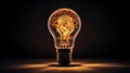 Illuminated Filament Of A Classic Bulb Against A Dark Background With Warm Glow. Generative AI Royalty Free Stock Photo