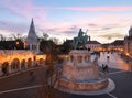 Night shot of Fishermens Bastion in Budapest, Hungary