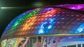 Illuminated Fisht football stadium arena at night in Sochi , Russia, World Championship 2018 Royalty Free Stock Photo