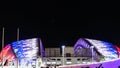 Illuminated Fisht football stadium arena at night in Sochi , Russia, World Championship 2018 Royalty Free Stock Photo