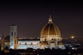 Illuminated Florence cathedral at night Royalty Free Stock Photo