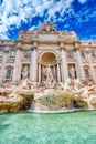 Illuminated Fontana Di Trevi, Trevi Fountain during a Sunny Day, Rome