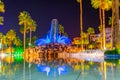 illuminated fountain on a roundabout of princess Haya in Aqaba, Jordan Royalty Free Stock Photo