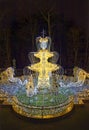 Illuminated fountain in The Royal Garden of Light Ã¢â¬â illuminations festival in the gardens of a baroque royal WilanÃÂ³w Palace Royalty Free Stock Photo