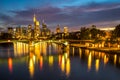 Illuminated Frankfurt skyline at night Royalty Free Stock Photo