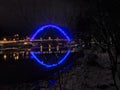 Illuminated freedom Bridge at night  in Tartu, Estonia Royalty Free Stock Photo