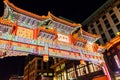 Illuminated Friendship Archway. Chinatown Entrance in Downtown Historic District, Washington DC, USA Royalty Free Stock Photo