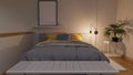 Illuminated Furnished Bedroom with Double Bed