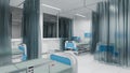 Illuminated and Furnished Hospital Ward in Nighttime