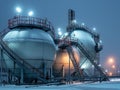 Industrial Gas Storage Tanks at Night Royalty Free Stock Photo