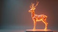 Illuminated geometric stag a low-poly digital rendering of a majestic deer, glowing with internal light on a minimalist platform. Royalty Free Stock Photo