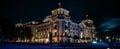 Illuminated German Parliament building Reichstag at late night Royalty Free Stock Photo