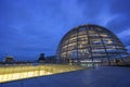 Exterior of the Reichstag dome in Berlin at dusk Royalty Free Stock Photo