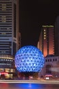 Illuminated globe, Friendship Square, Dalian, China