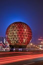 Illuminated globe at Friendship Square, Dalian, China