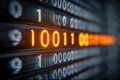 Illuminated glowing binary code digits on a digital screen representing computer data processing and information technology Royalty Free Stock Photo