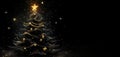 Illuminated Golden Christimas Tree on Black Royalty Free Stock Photo