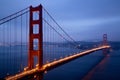 Illuminated Golden Gate Bridge at dusk, San Francisco