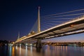 Illuminated Golden Horn Bridge at night, Istanbul, Turkey