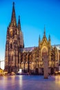 Illuminated Gothic Cologne Cathedral at Night, Germany Royalty Free Stock Photo