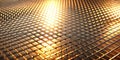 Illuminated grid of golden squares abstract background texture. Generative AI Royalty Free Stock Photo