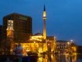 Illuminated Hajji Et'hem Bey Mosque, Tirana, Albania Royalty Free Stock Photo