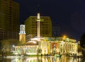 Illuminated Hajji Et'hem Bey Mosque, Tirana, Albania Royalty Free Stock Photo